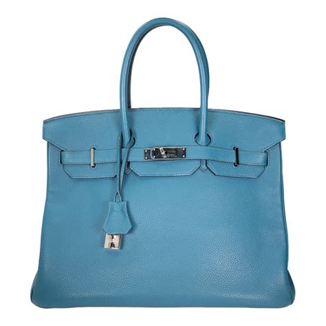 Hermes Blue Colvert Birkin 35 Bag 